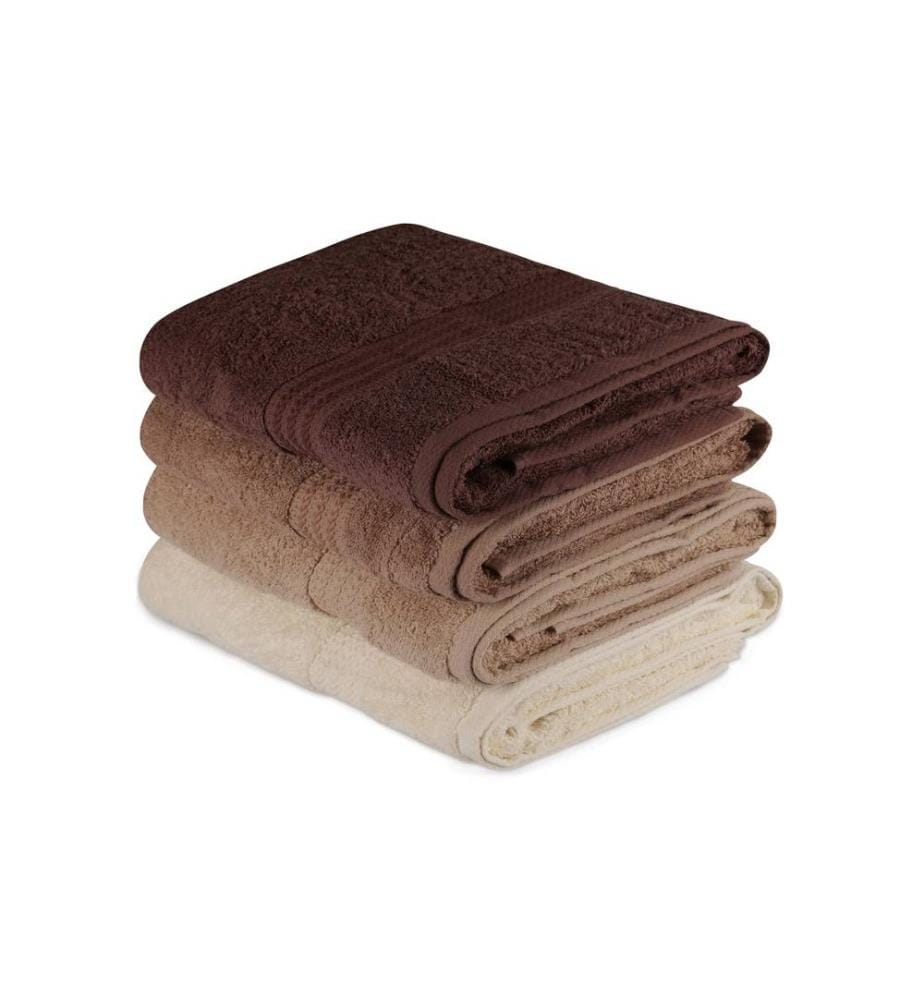 Badetuchset, 4-teilig, Creme, Beige, Braun, Baumwolle, 500 g/m²