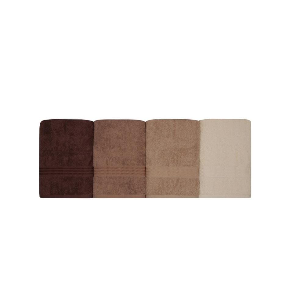 Badetuchset, 4-teilig, Creme, Beige, Braun, Baumwolle, 500 g/m²