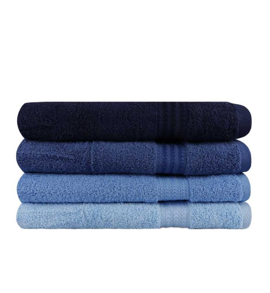 Badetuchset, 4-teilig, Dunkelblau, Blau, Hellblau, Baumwolle, 500 g/m²