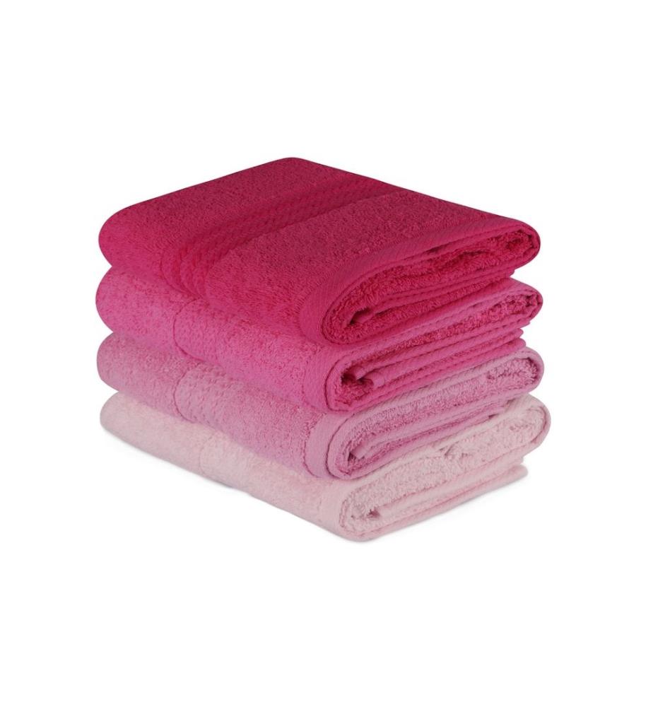 Handtuchset, 4-teilig, Hellrosa, Rosa, Altrosa, Fuchsia, Baumwolle, 500 g/m²