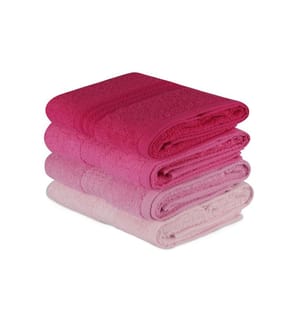 Handtuchset, 4-teilig, Hellrosa, Rosa, Altrosa, Fuchsia, Baumwolle, 500 g/m²