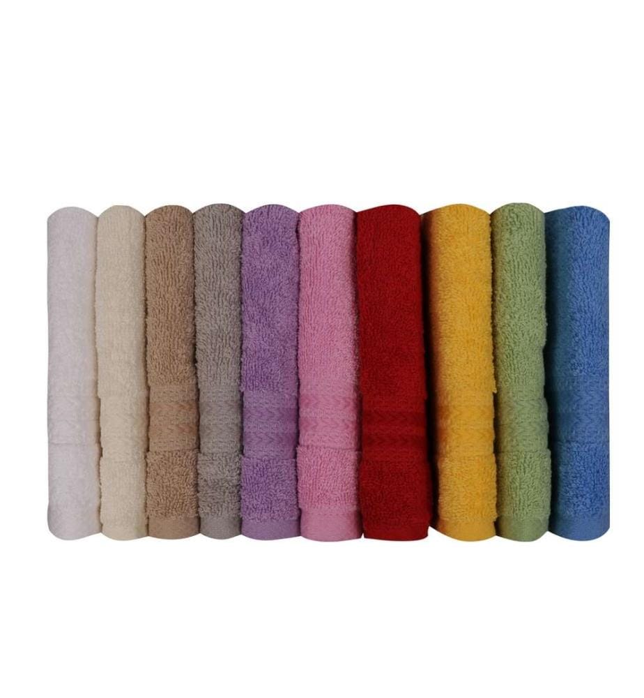 Waschhandtuchset, 10-teilig, Grün, Blau, Gelb, Grau, Rot, Rosa, Lila, Weiss, Creme, Braun, Baumwolle, 500 g/m²