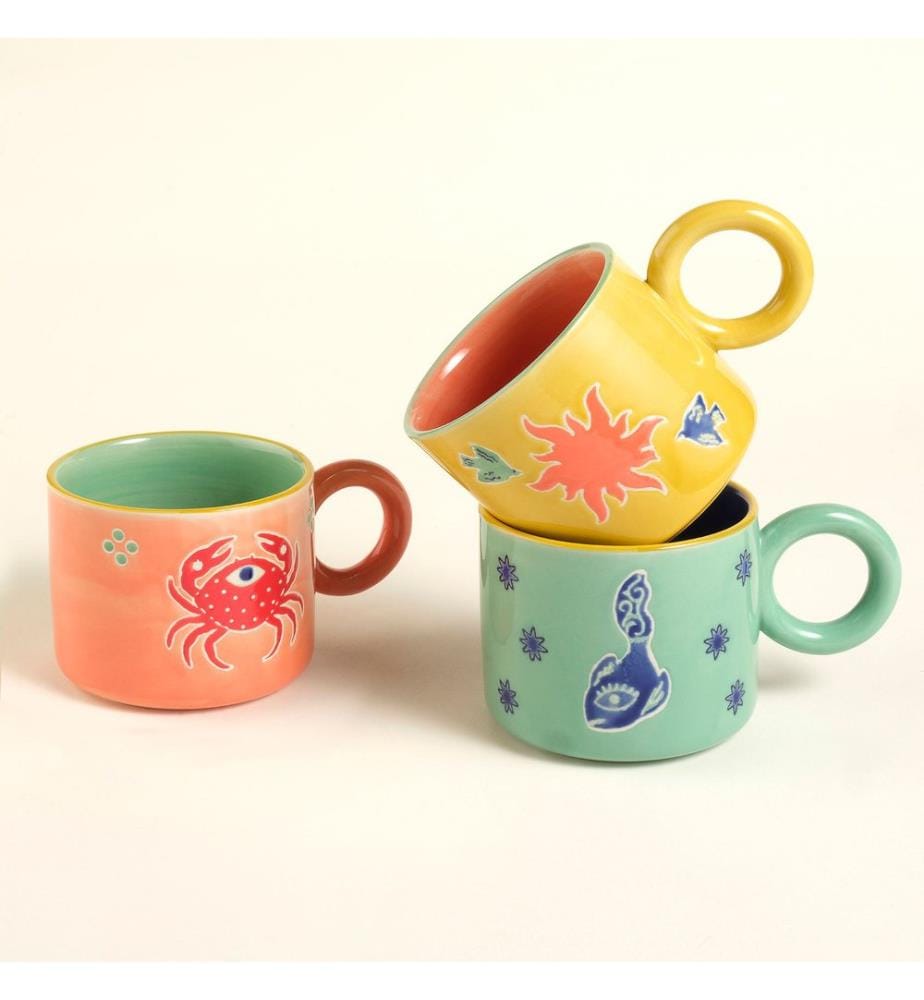 Becher, mehrfarbig, 100 % Keramik