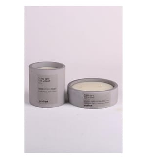 Kerzenset, 2-teilig, Grau, 100 % Beton