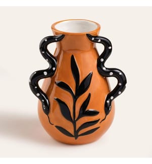 Vaso, marrone, nero, 100% ceramica