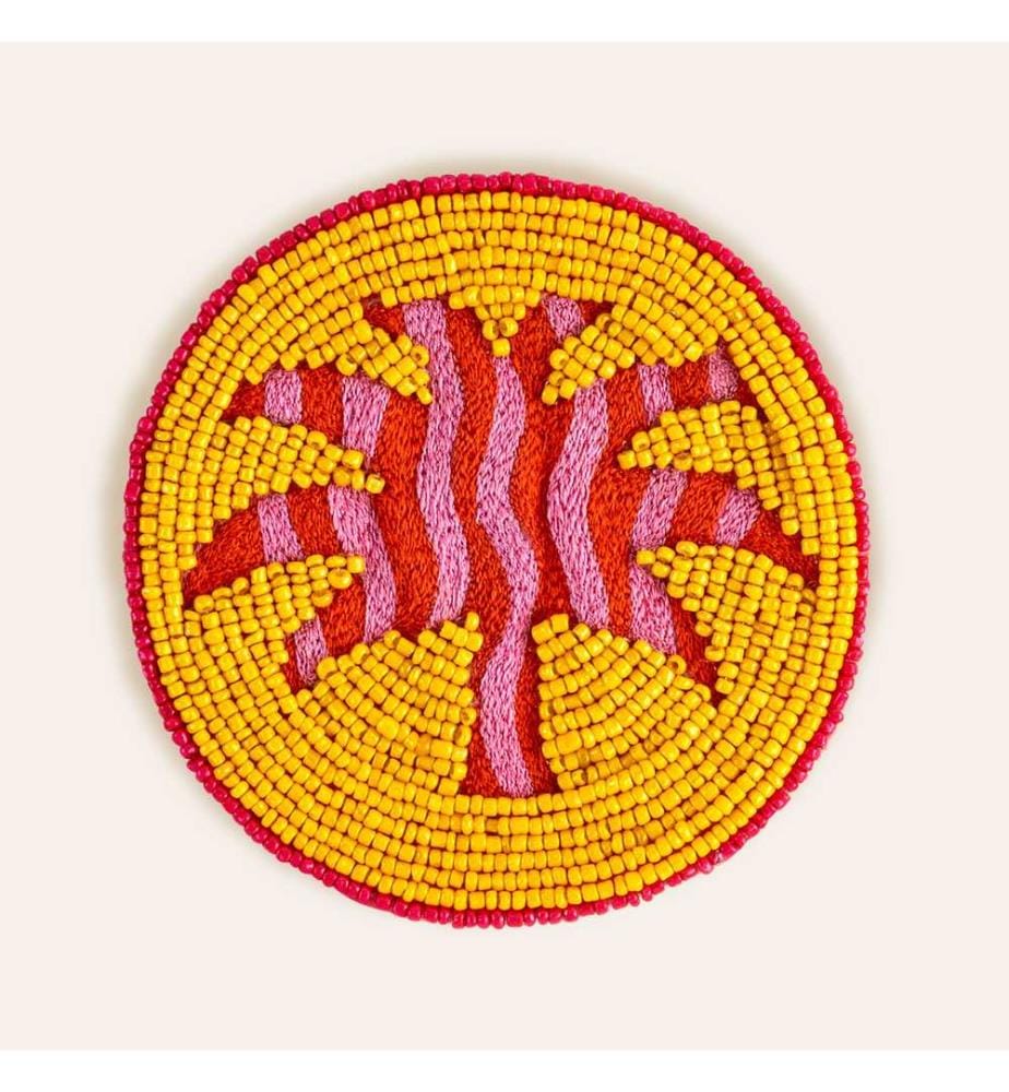 Tappetino in vetro, giallo, 90% vetro / 5% poliestere / 5% cotone