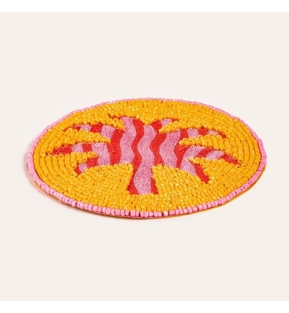 Tappetino in vetro, giallo, 90% vetro / 5% poliestere / 5% cotone
