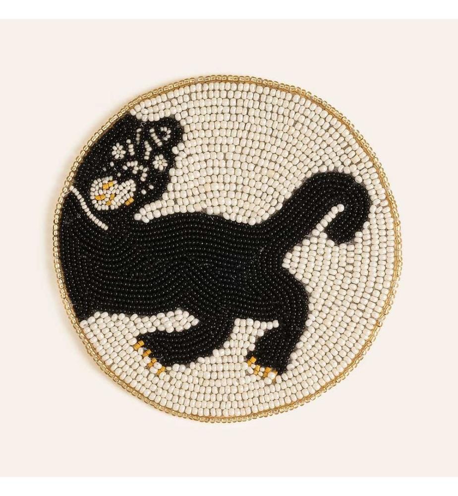 Tappetino in vetro, bianco, nero, 90% vetro / 5% poliestere / 5% cotone
