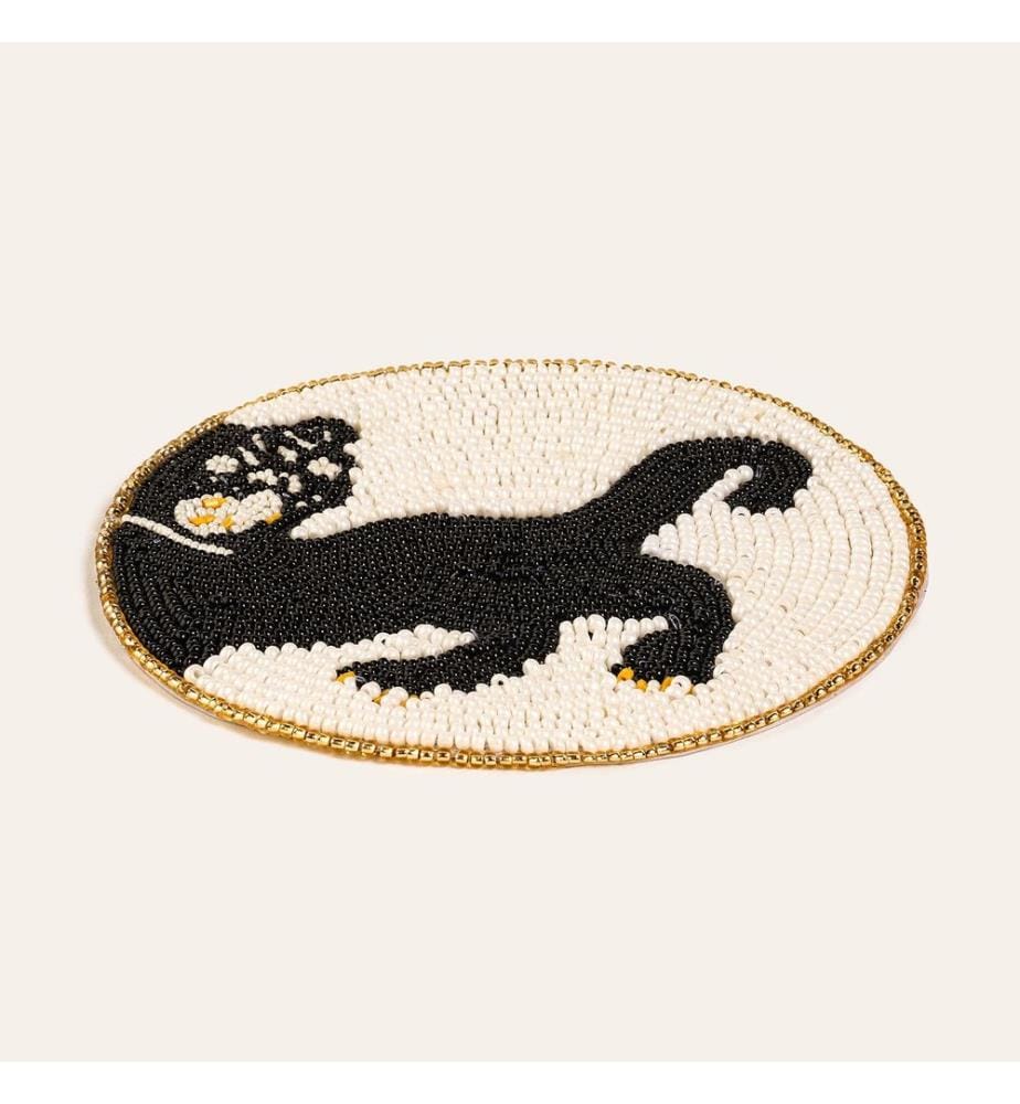 Tappetino in vetro, bianco, nero, 90% vetro / 5% poliestere / 5% cotone