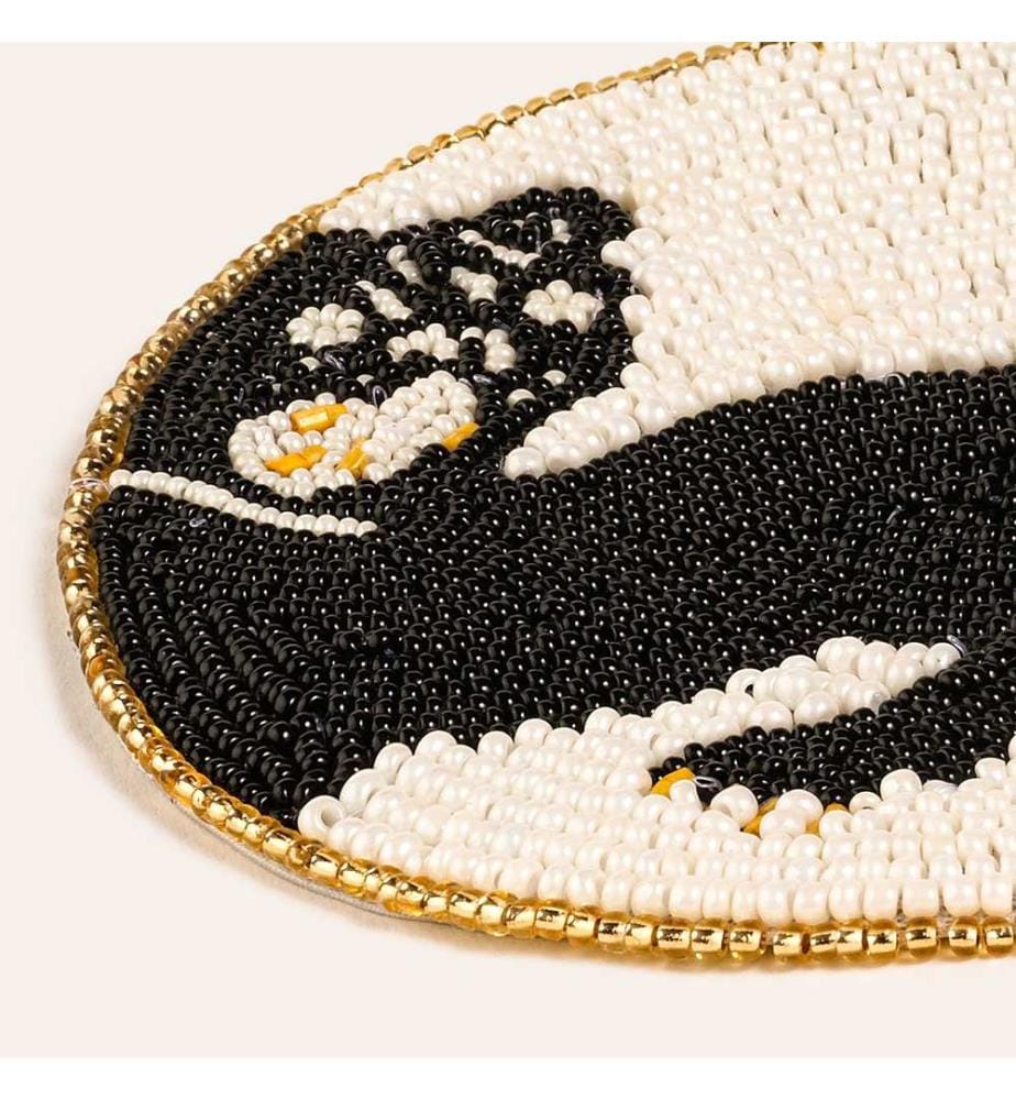 Tappetino in vetro, bianco, nero, 90% vetro / 5% poliestere / 5% cotone