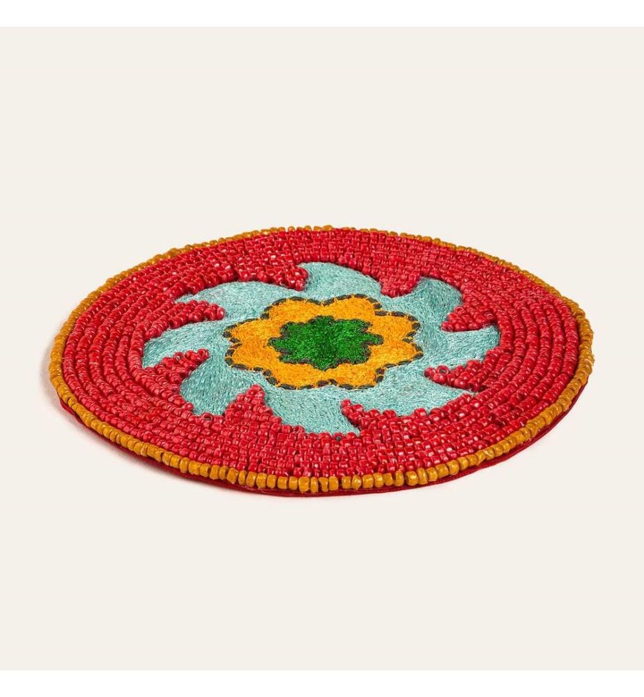 Tappetino in vetro, rosso, 90% vetro / 5% poliestere / 5% cotone