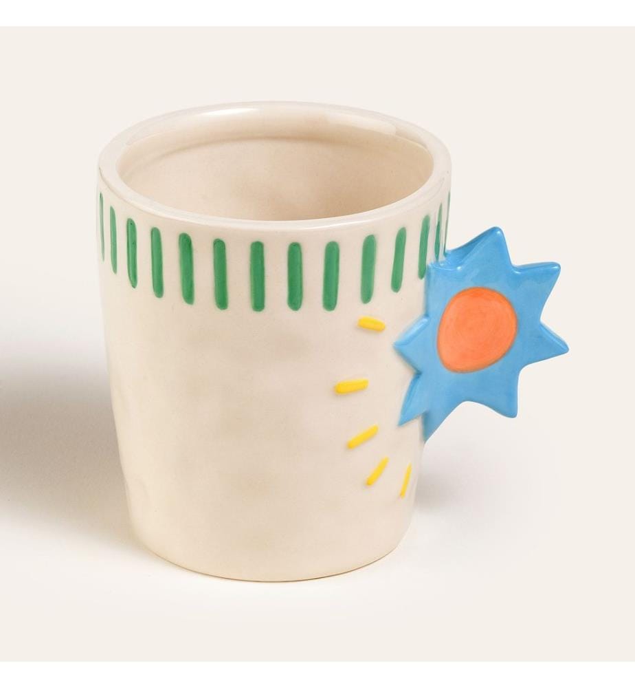 Becher, blau, grün, 100 % Steingut