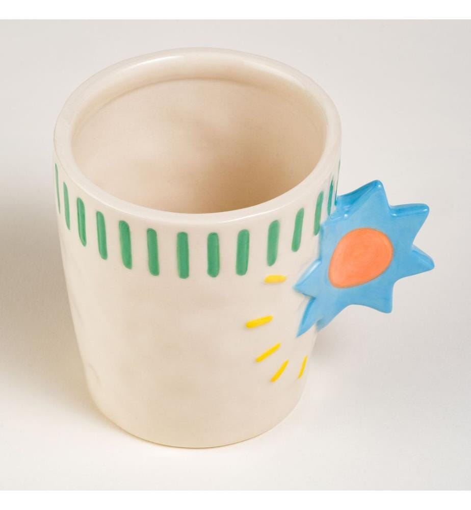 Becher, blau, grün, 100 % Steingut