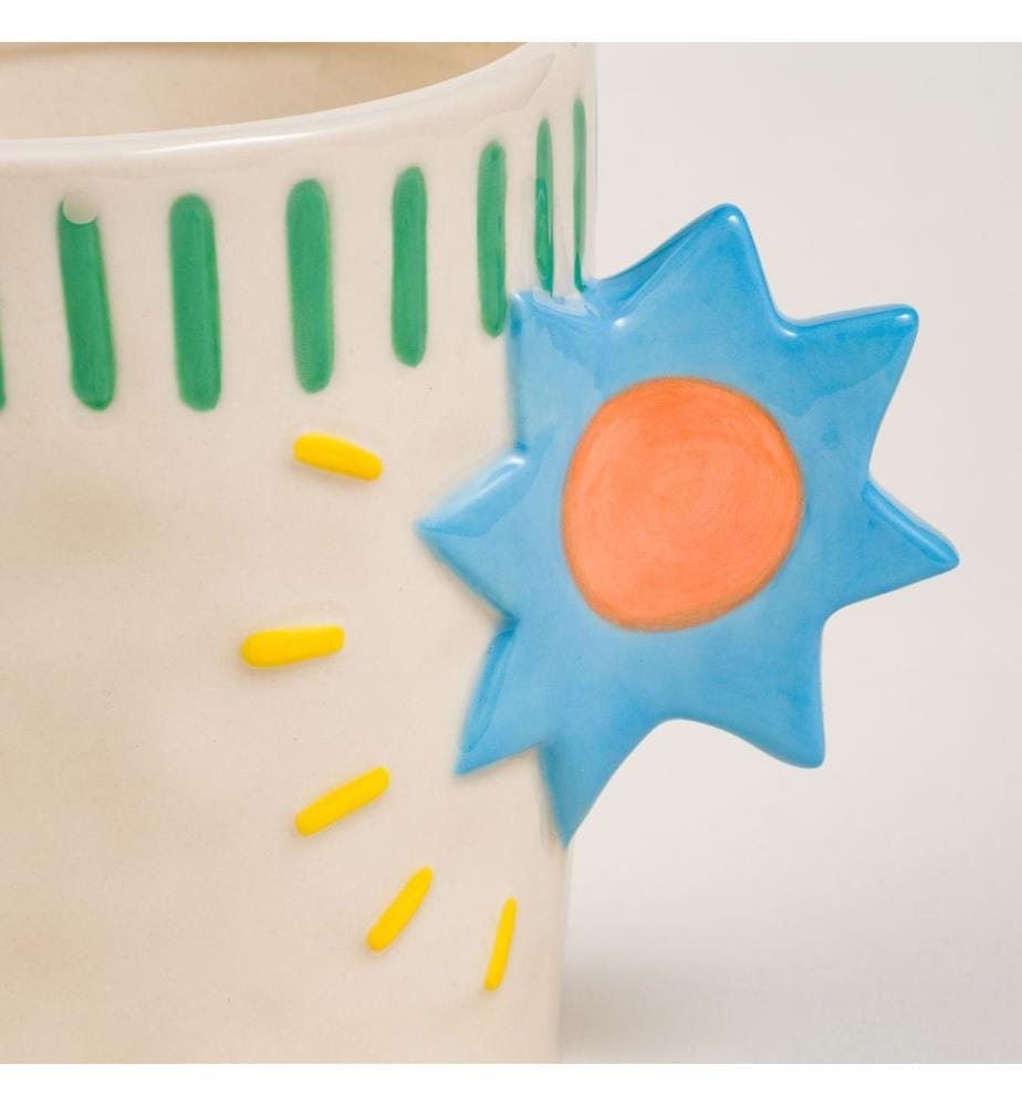 Becher, blau, grün, 100 % Steingut