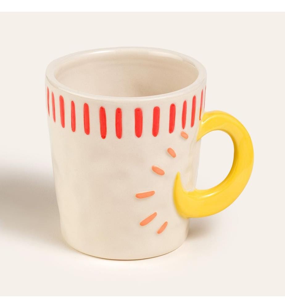 Becher, rot, 100 % Steingut