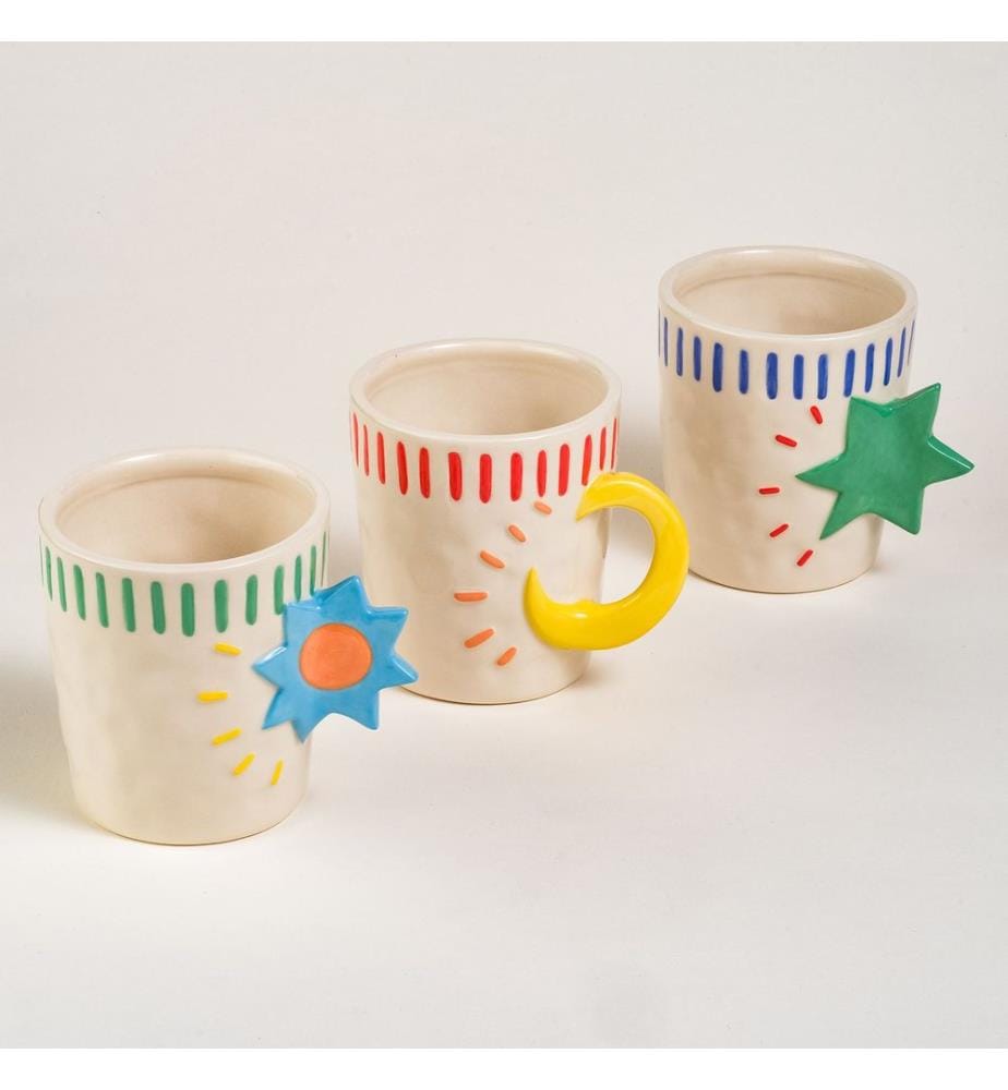 Becher, rot, 100 % Steingut