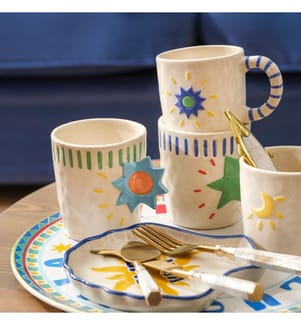 Becher, blau, 100 % Steingut