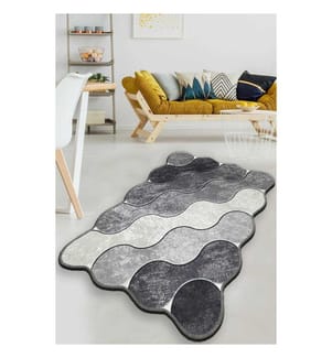 Teppich, 80 x 120 cm, Dunkelgrau, Grau, Weiss, Polyester, 10 mm Florhöhe