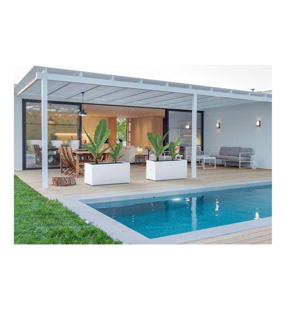 HERSTERA - Pflanzentrog Metal Planter 50, 100 x 50 x 50 cm, White Clay