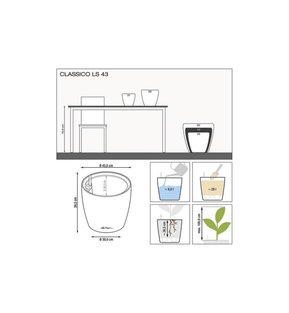 LECHUZA - Pot à fleur CLASSICO Color LS 43 - kit complet Muscade