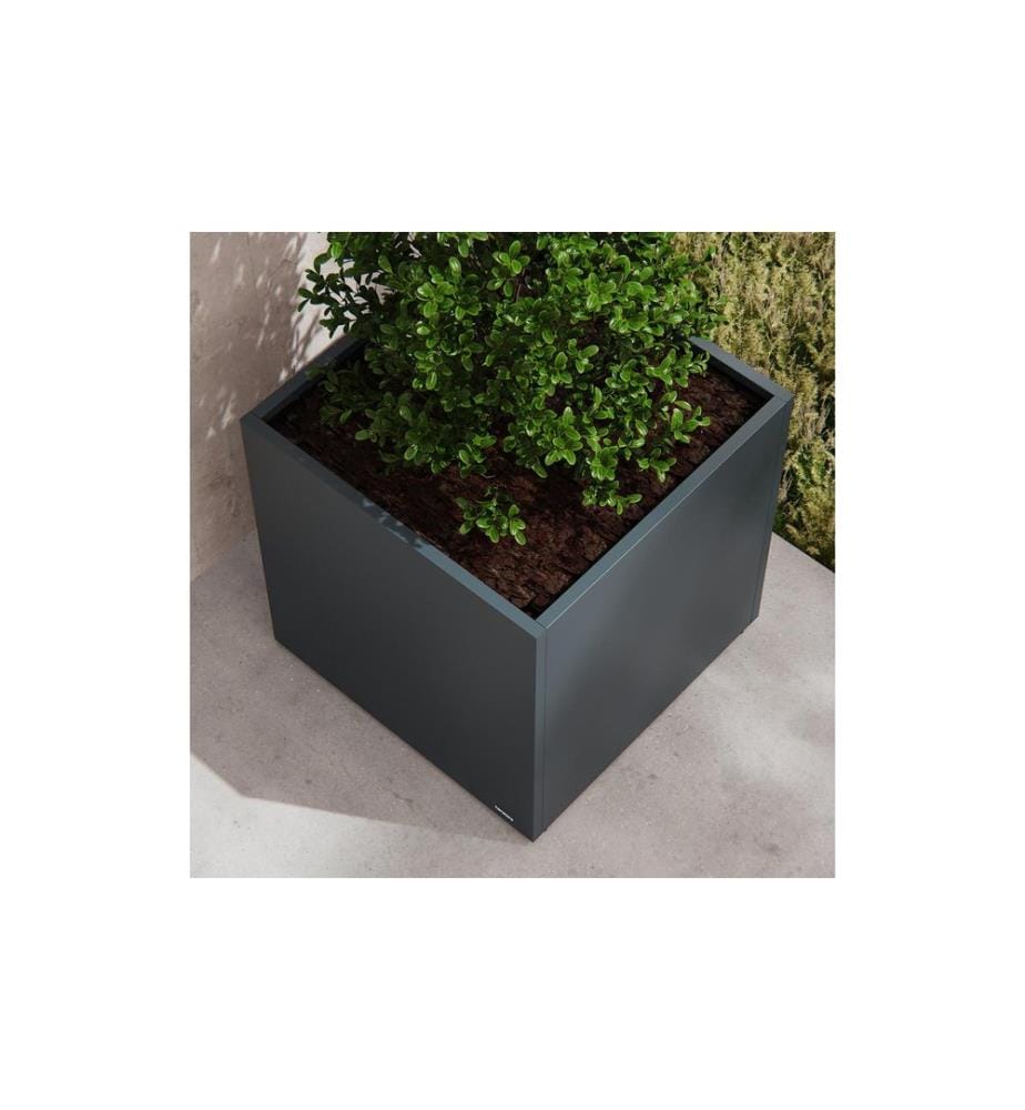 HERSTERA - Bac à plantes cube en métal 70 x 70 x 70 cm Anthracite