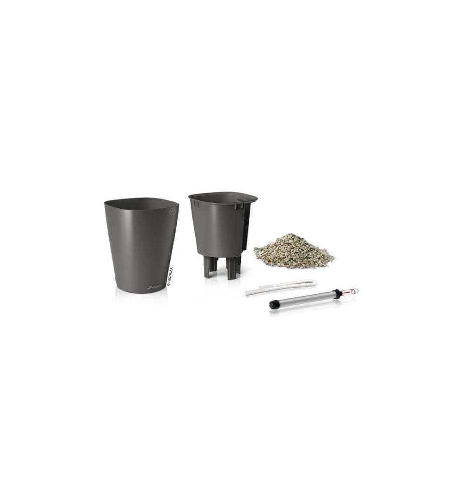 LECHUZA - Pot à herbes aromatiques Deltini Premium Anthracite métallisé