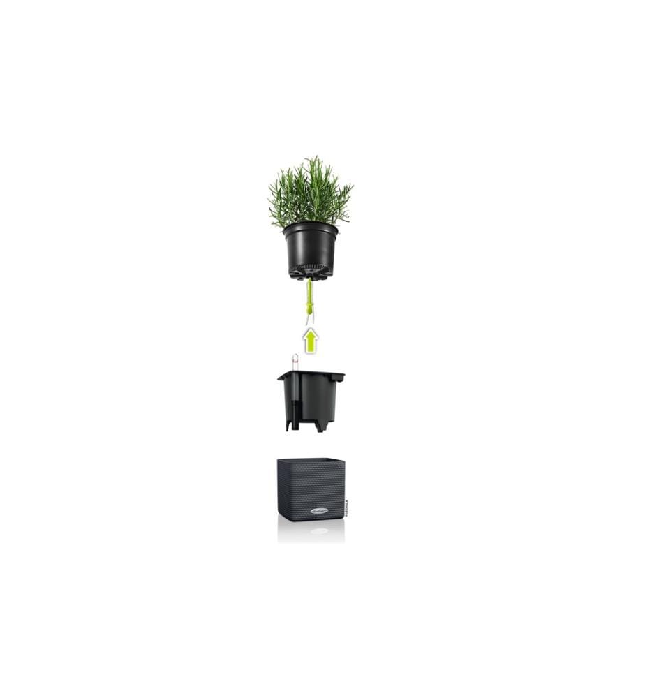 LECHUZA - Pot de fleur Cube Color 14 gris