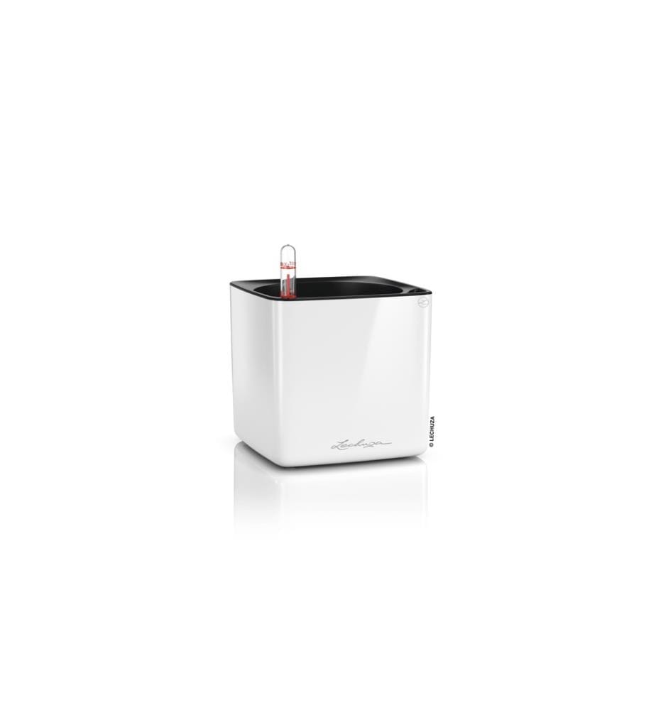 LECHUZA - Blumentopf CUBE Glossy 14 Weiss glanz