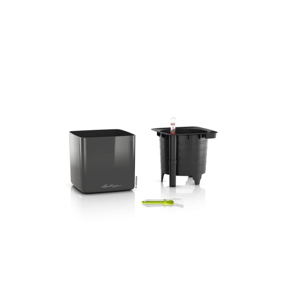 LECHUZA - Blumentopf CUBE Glossy 14 Schwarz