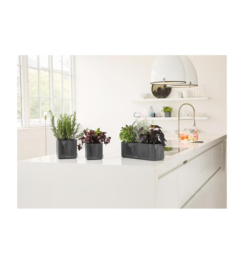 LECHUZA - Blumentopf CUBE Glossy 14 Schwarz