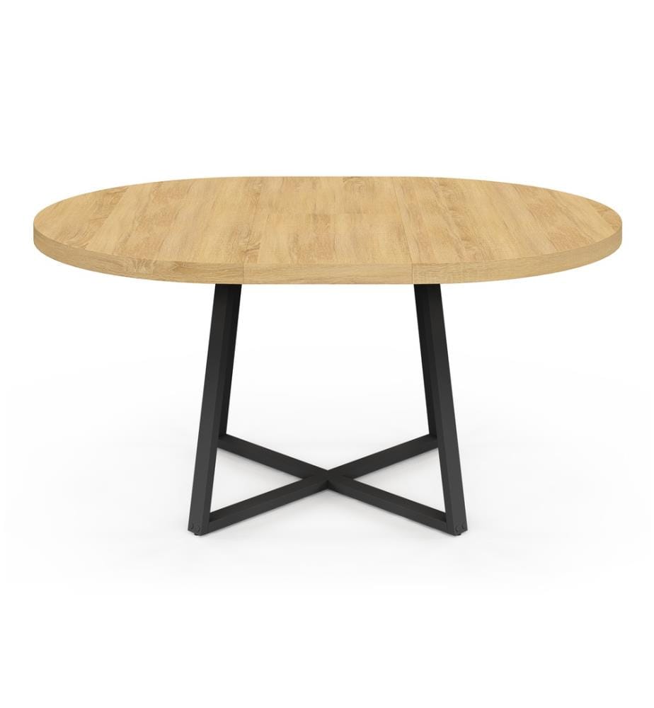 Tavolo da pranzo rotondo allungabile Sana in legno e nero Ø110-150cm