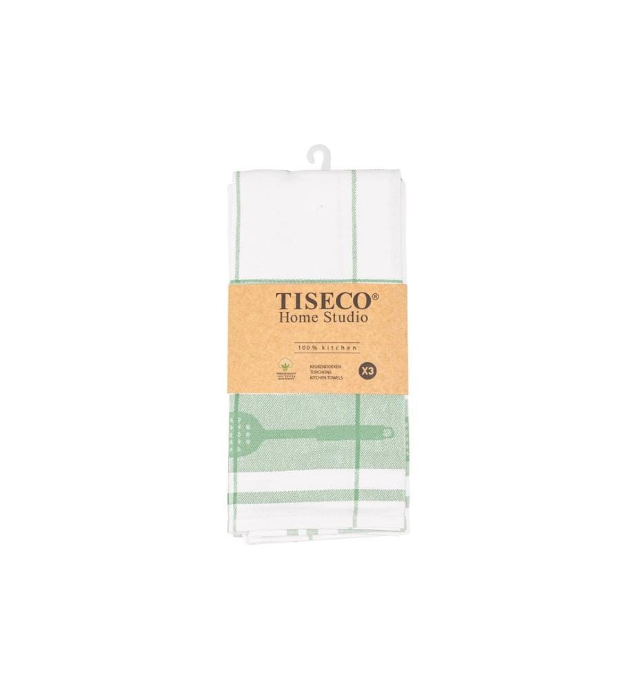Tiseco - Geschirrtuch Pharao 3er Set, Grün/Weiss