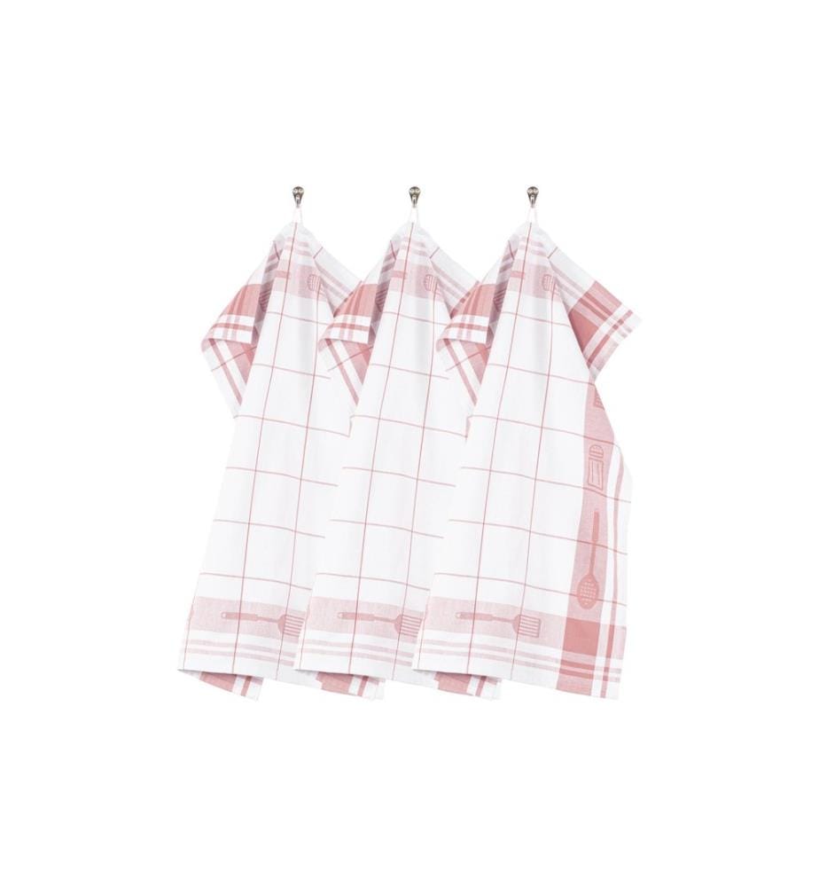 Tiseco - Geschirrtuch Pharao 3er Set, Weiss/Rosa