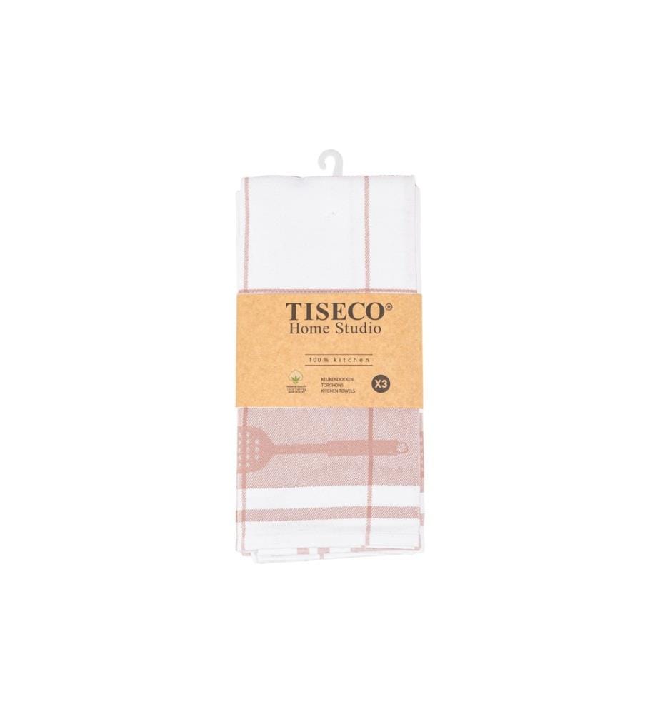 Tiseco - Geschirrtuch Pharao 3er Set, Weiss/Rosa