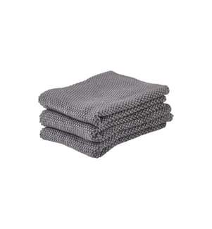 ZONE DENMARK - Torchon à vaisselle Set de 3, gris, 27 x 27 cm