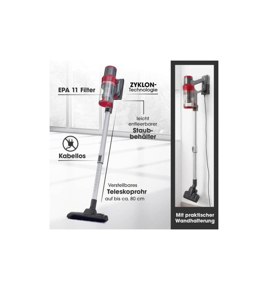 CLEANMAXX - Aspirateur à main/manche sans fil 22.2 V gris/rouge