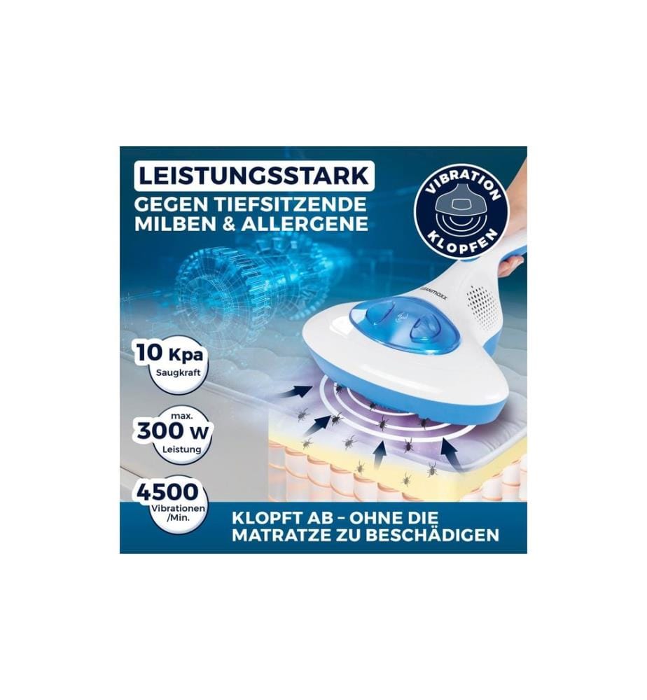 CLEANMAXX - Aspirateur à main anti-acariens avec lumière UV-C 300W bleu/blanc