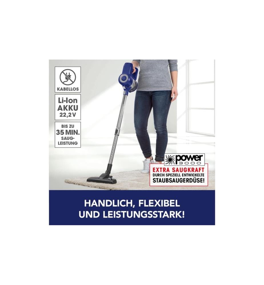 CLEANMAXX - Aspirateur à main/manche sans fil Cyclone, Bleu/Argenté