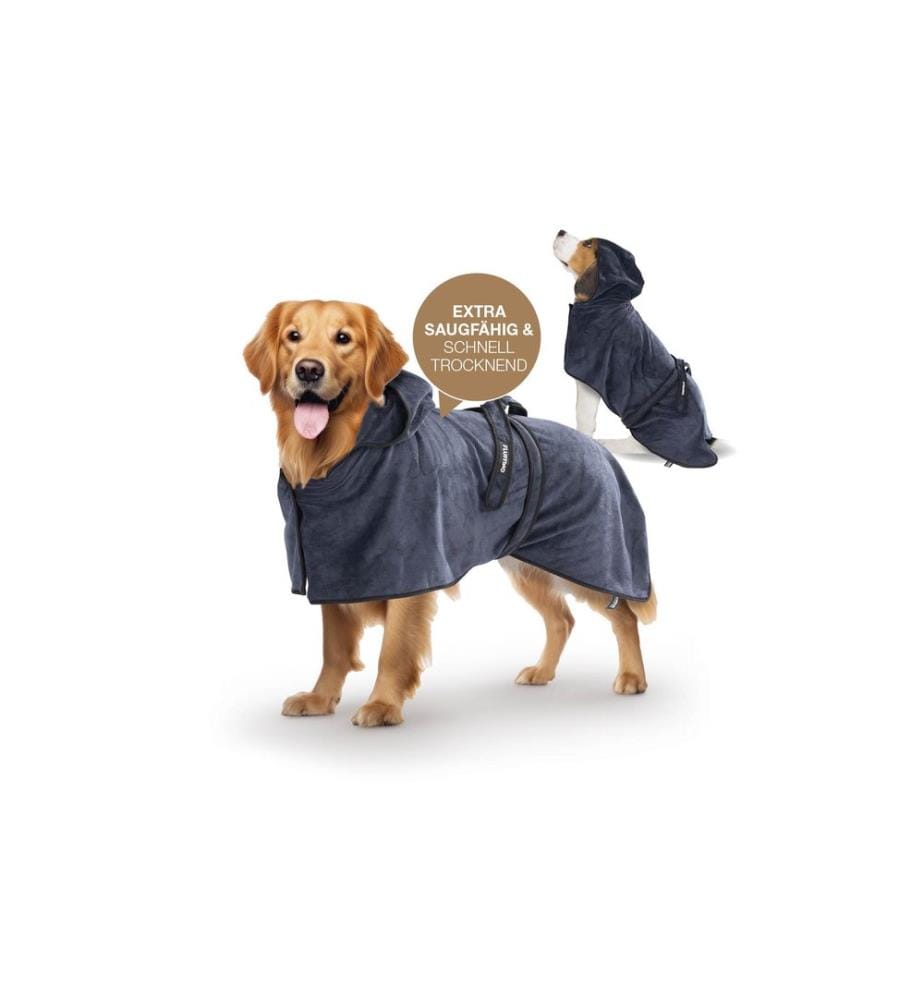 Fluffino - Bademantel Beige / Blau, M