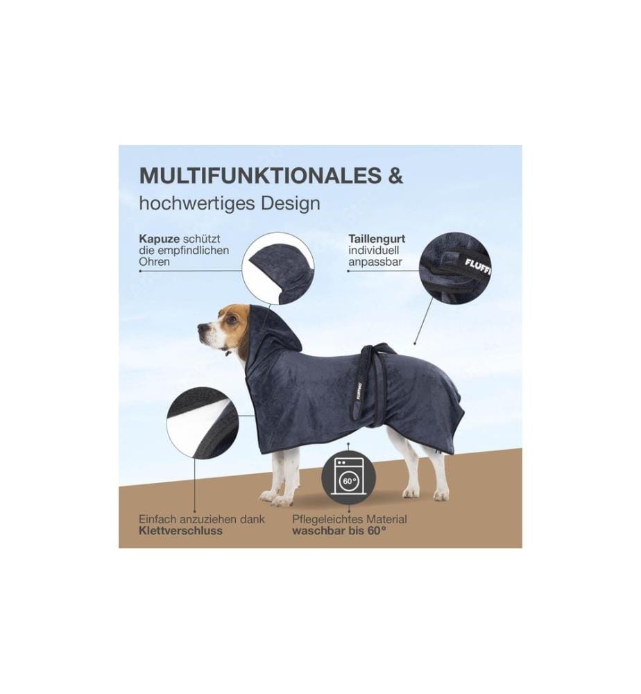 Fluffino - Bademantel Beige / Blau, M