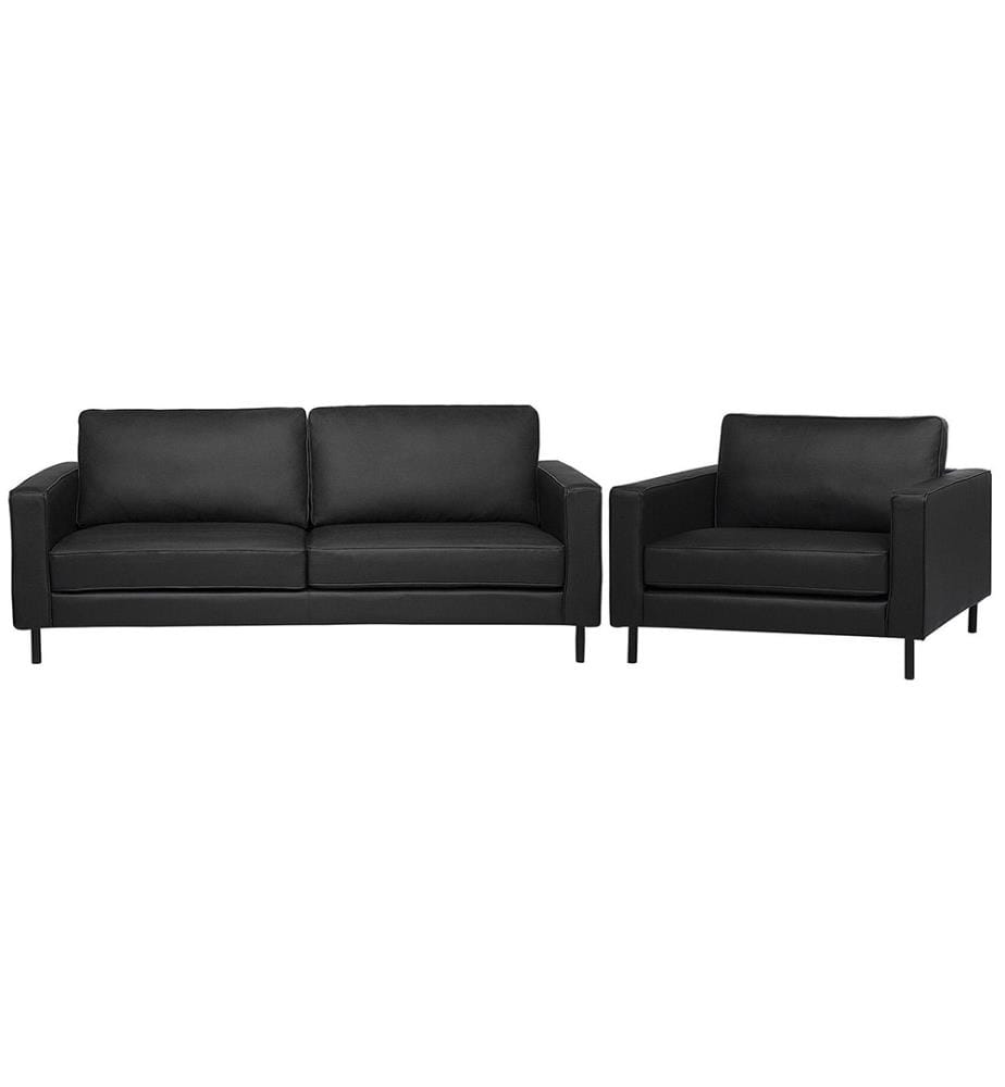 Sofa Set 4-Sitzer SAVALEN Echtleder Schwarz