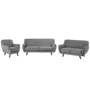 Sofa Set 6-Sitzer BODO Samtstoff Grau