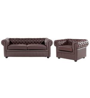Sofa Set 4-Sitzer CHESTERFIELD Echtleder Braun