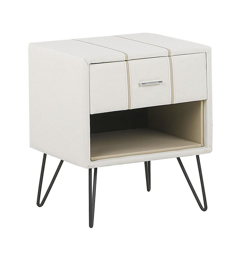 Table de nuit à 1 tiroir BETIN Cuir PU Blanc