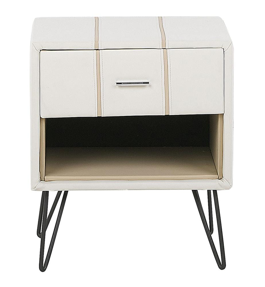 Table de nuit à 1 tiroir BETIN Cuir PU Blanc