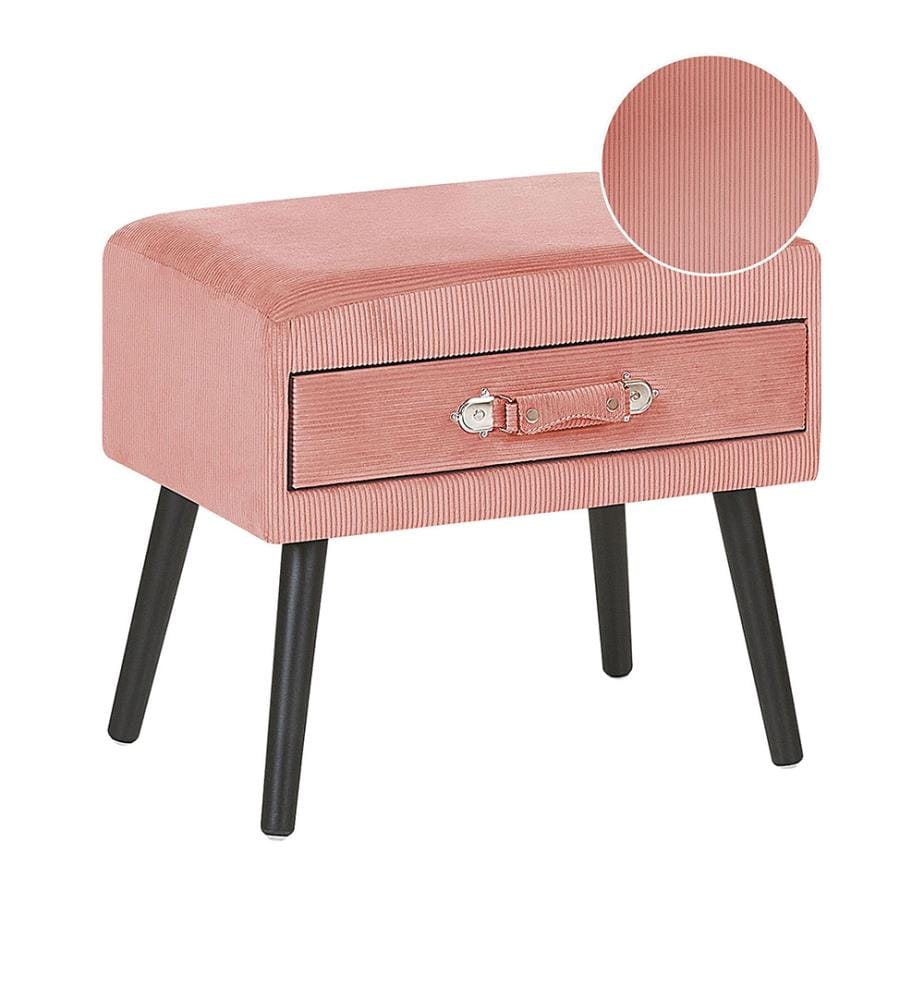Nachttisch mit 1 Schublade EUROSTAR Cord Rosa