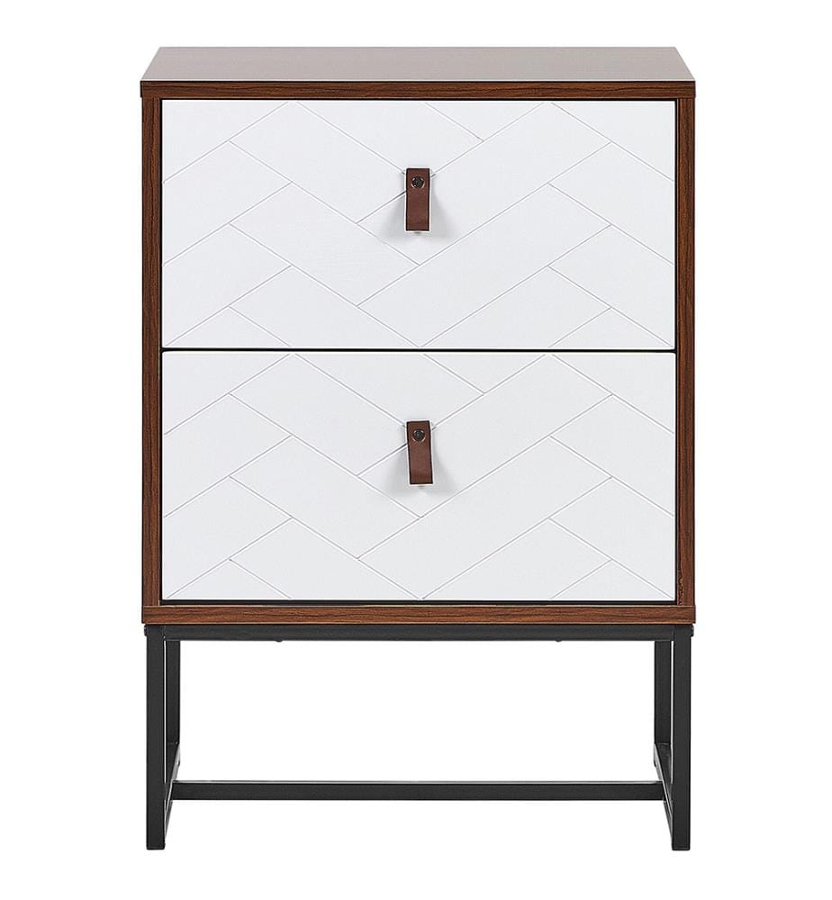 2 Drawer Bedside Table NUEVA Dark Brown/ White