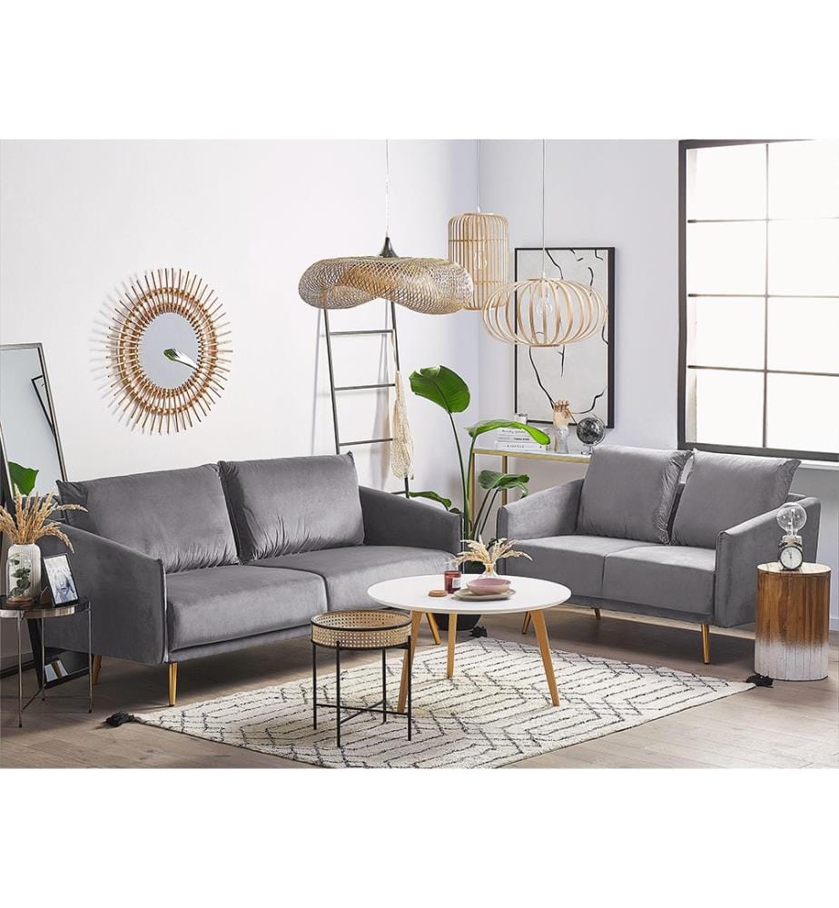 Sofa Set MAURA Samtstoff Grau 5-Sitzer