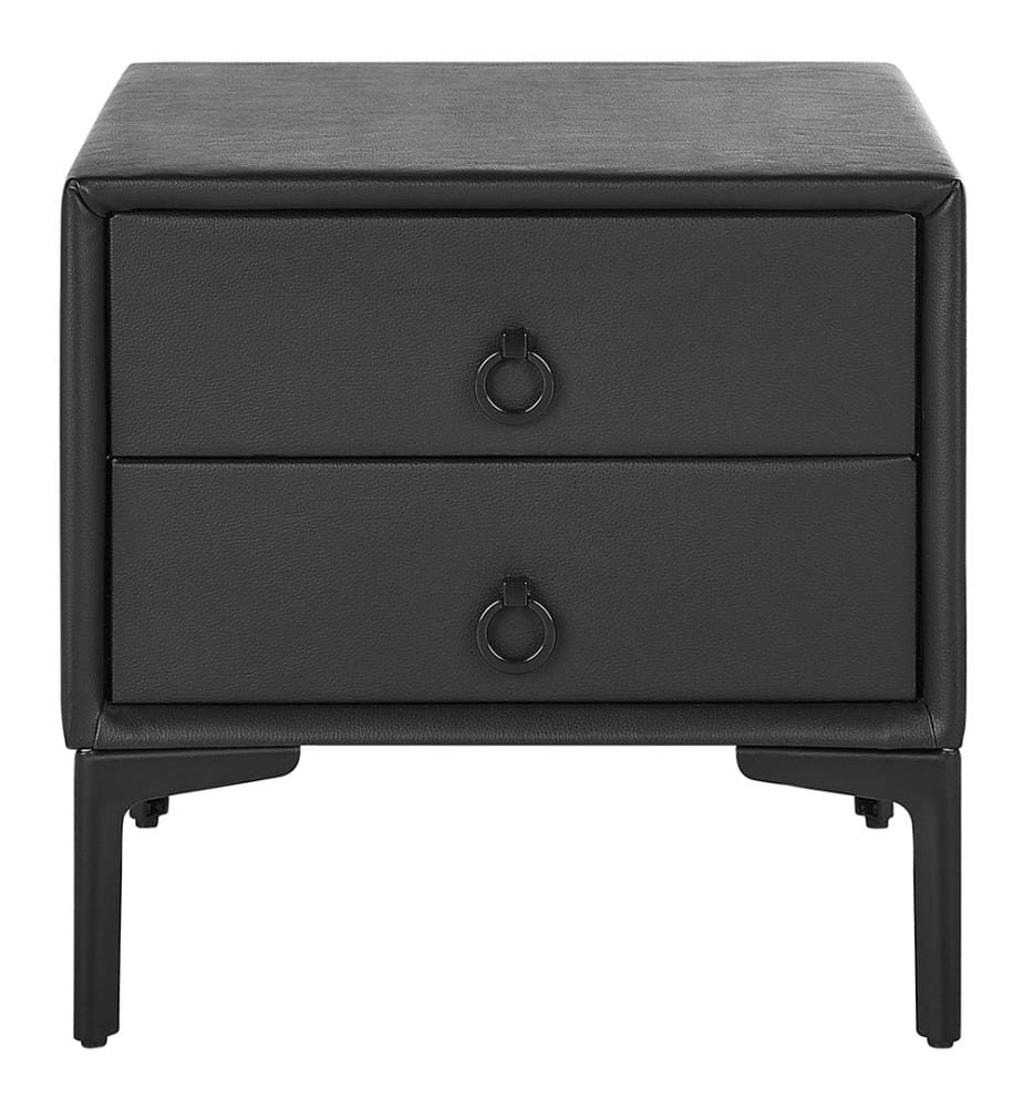 Table de nuit à 2 tiroirs SEZANNE Cuir PU Noir