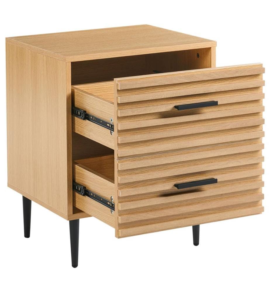 Comodino 2 cassetti KEITH Marrone chiaro